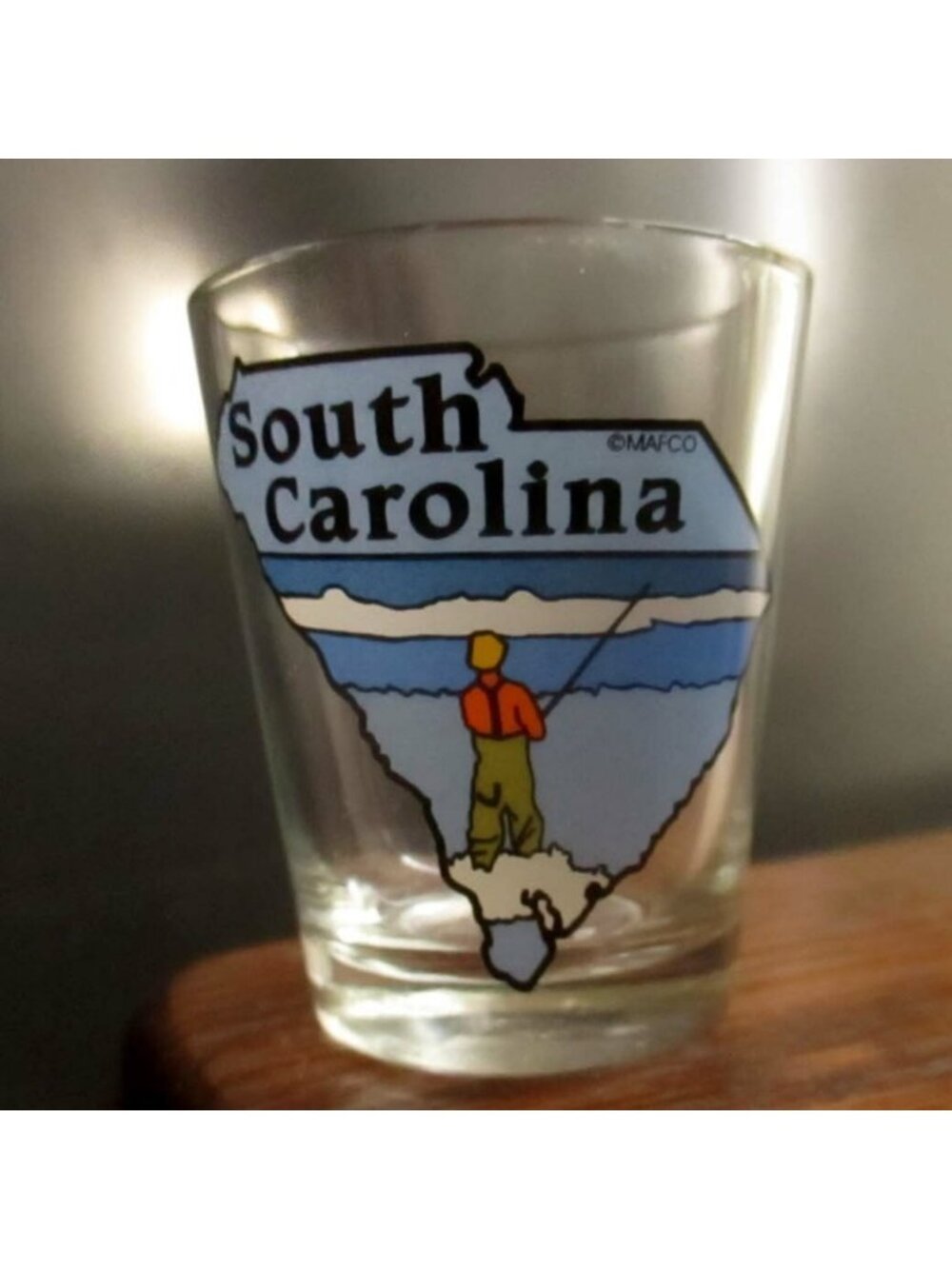 Shot Glass Vtg Charleston South Carolina Fisherman Collectible Souvenir Barware